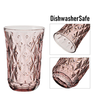 Verre à eau et jus Samyo Vintage, gaufré diamant, rose, pour boissons