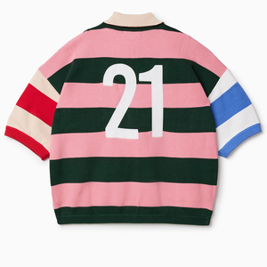 Los hombres de encargo de rayas finas Jacquard de punto <span class=keywords><strong>Club</strong></span> <span class=keywords><strong>Polo</strong></span> suéter bordado estilo suéter - Product Image 2