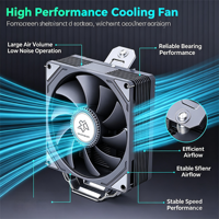 Refroidisseur d'air pour processeur de bureau, ventilateur de tour pour PC, dissipateur thermique pour processeur, compatible avec LGA 1700 1200 1366 115x AM5 AM4