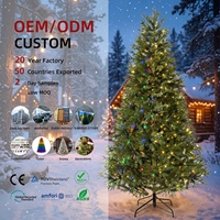 Sapin de Noël artificiel de haute qualité en PE et PVC pré-éclairé avec base et lumières LED pour usage intérieur