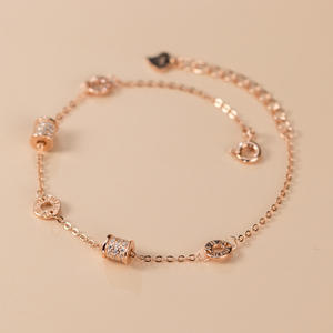 Luxury 18 Gold Plated S925 Sterling Silver Zircon Small <strong>Waist</strong> Geometric Adjustable Women's <strong>Bracelet</strong> - Product Image 1