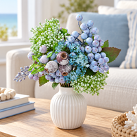 Buket Buah Blueberry Buatan 30cm, Bunga Buah Tiruan Realistis untuk Dekorasi Rumah, Pernikahan, dan Pesta