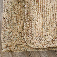 Tapis en jute tressé à la main, réversible, à poils plats, écologique, respirant, antidérapant, en fibres naturelles, style farmhouse bohème pour salon