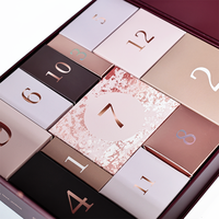 Boîte de calendrier de l'avent magnétique personnalisée, boîte cadeau de luxe à double ouverture, emballage de compte à rebours de 12 jours pour coffret cadeau cosmétique de fête