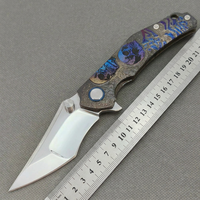 Maßgefertigtes DIY Taktisches Überlebens-Klappmesser 10Cr15CoMoV Spiegelpolierte Klinge 6AL4V Titan Gravierter Griff Keramikkugel