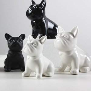 Carlin bouledogue en céramique <span class=keywords><strong>noir</strong></span> <span class=keywords><strong>et</strong></span> <span class=keywords><strong>blanc</strong></span> Temu transfrontalier de style moderne pour la décoration intérieure meuble TV comptoir de bar ou ornements de bureau - Product Image 2