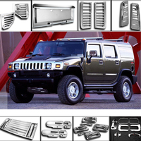 Chrome ABS voiture capot charnière Scoop évents latéraux miroir porte poignées feu arrière licence cadre couverture capuchons pour Hummer H2 2002-2009