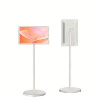 Écran de diffusion en direct professionnel avec écran LCD HDTV de 23,8 pouces, système Android 10, 1080p 60Hz, téléviseur portable LED blanc
