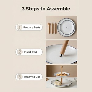 Wooden Rubberwood Multi Layer Fruit <b>Plate</b> <b>Rack</b> Dessert Pastry Cake Stand Home Office Garden Use Minimalist Style Durable Solid - Product Image 5