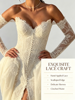 Robe de mariée de style nouveau 2230, personnalisée, luxueuse, super élégante, broderie, sans bretelles, manches longues, dentelle, robe de mariée en forme de A