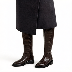 Nouvelles Bottes Montantes Rétro Brillantes Effet Croco pour Femmes Grandes Tailles 34-46, Fermeture Éclair Latérale, <span class=keywords><strong>Plateforme</strong></span>, Coupe Ajustée, Style Équestre Britannique 2026 - Product Image 2