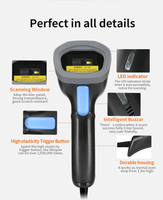 Escáner de Código de Barras 2D Portátil, Pistola de Escaneo de Códigos QR con Cable USB para Punto de Venta Minorista