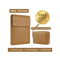 Housse fine pour ordinateur portable avec pochette pour chargeur, en cuir PU kaki, étanche, pour femmes et hommes, 13, 14, 15, 15.6, 16 pouces