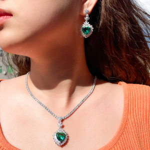 Elegant Light Ocean Blue Heart Cut CZ Crystal Shape Necklace <strong>and</strong> Earrings Jewelry Sets for Women Wedding Bridal Gift <strong>Jewellery</strong> - Product Image 3