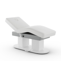 Table de massage électrique de luxe avec base en métal blanc, très large, 3 moteurs, chauffante, pour soins du visage et extensions de cils