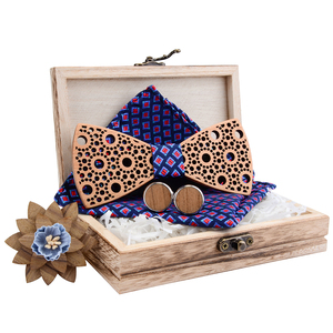 Nœud <span class=keywords><strong>papillon</strong></span> classique en <span class=keywords><strong>bois</strong></span> 3D fait main pour homme avec pochette de costume assortie et boutons de manchette, en coffret - Product Image 5