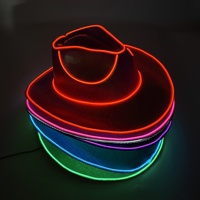 Decorazione al Neon di lusso lampeggiante Club colorato cappello da Cowboy per Halloween festa di natale Cosplay cappelli in Costume con luci