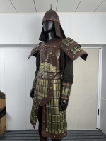 Ensemble d'armure lamellaire de général chinois antique, casque sculpté, costume de guerrier complet pour homme, LARP, cosplay, Halloween, scène