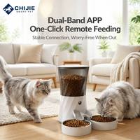Distributeur automatique de nourriture pour animaux de compagnie intelligent avec caméra WiFi 2-en-1, grande capacité de 5 L, en plastique moderne, commande vocale à distance via application pour chats