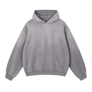 Sudadera con Capucha Oversize de Algodón 100% Estilo Vintage, 500 Gsm, Tejido French Terry, Lavado Ácido, Gris con Bordado - Product Image 4