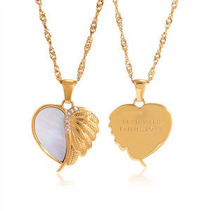 Collier pendentif mode en acier inoxydable 316 plaqué or 14k 18k, résistant à l'eau et inaltérable, motif coquille, aile, cœur <span class=keywords><strong>pour</strong></span> femme - Product Image 4