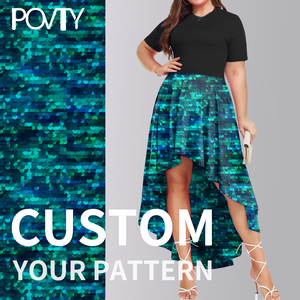 <span class=keywords><strong>Vestido</strong></span> largo POVTY de talla grande con estampado personalizado para mujer, vestidos largos elegantes de verano con volantes y volantes de manga corta para <span class=keywords><strong>fiesta</strong></span> - Product Image 3