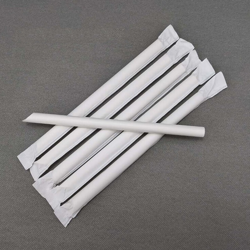Disposable Biodegradable 6*200mm Wood Pulp Bubble Tea Paper Straws for Juice and Refreshing Beverages