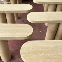 Table console moderne en pierre de travertin, étroite, pour entrée, tailles personnalisées, salon, chambre, école, hôtel, villa, écologique, durable