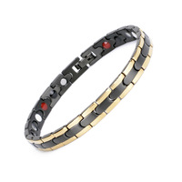 Pulsera de Iones Negativos de Titanio Biomagnético y Acero Inoxidable con Germanio para Hombre