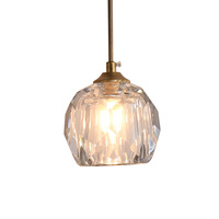 Lámpara Colgante de Techo de Cristal Dorado y Cobre, Estilo Nórdico Moderno, Altura Ajustable, Cuidado de la Vista, Garantía de 2 Años, para Cocina