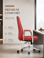 Chaise de bureau en cuir confortable de haute qualité, réglable en hauteur, chaise ergonomique rouge, dossier haut, chaise de bureau pour ordinateur, chaise de patron