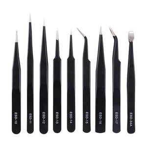 Set di 9 Pinzette Antistatiche in Acciaio Inox ESD, Strumenti di Precisione per Riparazioni Industriali, Elettronica e Saldatura - Product Image 6