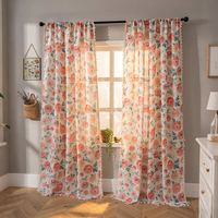 Nouveaux rideaux occultants de luxe prêts à poser, design américain moderne, imprimé floral, 100% polyester, à œillets, écologiques, toutes saisons