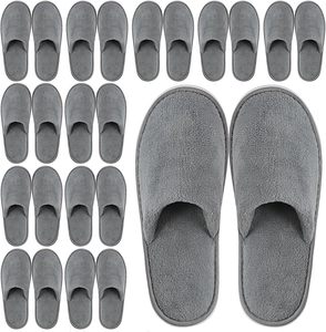 Pantoufles de luxe portables en tissu éponge gris de haute qualité avec logo personnalisé, semelle antidérapante, pour hôtels et spas (vente en gros) - Product Image 1