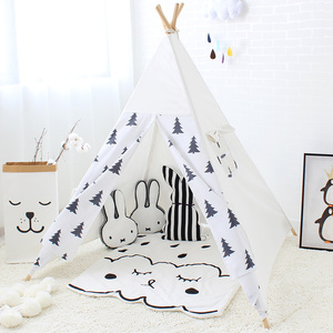 Indio niños tienda jugar <span class=keywords><strong>casa</strong></span> árbol negro de lona de algodón estampada teepee tienda para los niños - Product Image 2