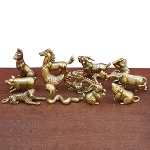 Chinese Fengshui Desk Decoration Bronze <strong>Ornaments</strong> Horse Tiger Small <strong>Antique</strong> Animal Brass <strong>Ornaments</strong> - Product Image 1