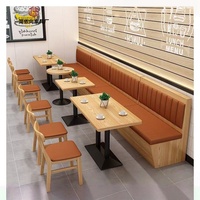 Moderne Fast Food Holz kabine Sitz Soft Restaurant Tische Stühle Sofa Stände für Cafe Shop Dining Restaurant Stühle und Tische