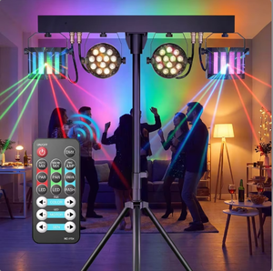 Kit Luci LED 4-<span class=keywords><strong>in</strong></span>-1 per DJ Mobile, 2 <span class=keywords><strong>Par</strong></span> e 2 Derby con Treppiede per Feste di Compleanno e Discoteche - Product Image 1