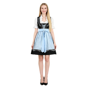 Robe Dirndl <span class=keywords><strong>bavaroise</strong></span> bleue brodée pour femme, <span class=keywords><strong>costume</strong></span> de festival de la bière pour le carnaval, tendance - Product Image 1