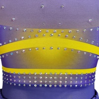 Tenue d'entraînement de cheerleading jaune et violette personnalisée la plus vendue avec strass scintillants pour équipe de filles