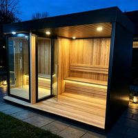 Sauna traditionnel en bois de pruche avec douche, poêle à vapeur extérieur, cabane en bois