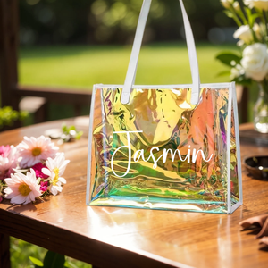 กระเป๋าสะพายไหล่พีวีซีใสพิมพ์ลายดิจิตอลทันสมัยทนทานกระเป๋าช้อปปิ้งโฮโลแกรมของผู้หญิงแบบซักได้ - Product Image 6