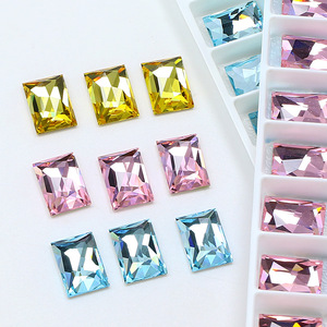Strass en verre à dos plat de forme rectangulaire, qualité luxe, non thermocollants, perles de cristal <span class=keywords><strong>pour</strong></span> sacs et <span class=keywords><strong>chaussures</strong></span>, vente en gros - Product Image 2