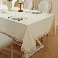 Nappe en coton-lin beige unie, résistante aux taches, infroissable et soyeuse, idéale pour hôtels et mariages (vente en gros)