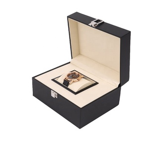 ハイエンドカスタムロゴPUレザーシングルピローウォッチ収納ボックスシルバーロック可能な時計パッキングケース - Product Image 5