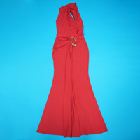 Robe longue unie à une épaule pour femme, 3 couleurs, avec liens, grande taille S-2XL