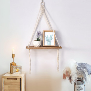 <span class=keywords><strong>Tapisserie</strong></span> murale en corde de coton faite à la main de style bohème, étagère de rangement pour le salon, décoration de la maison - Product Image 5