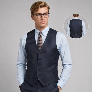 Completo <span class=keywords><strong>Uomo</strong></span> Premium a Righe Grigie, 3 Pezzi, Vestibilità Slim in TR Elasticizzato, Personalizzabile OEM con MOQ Basso per Vendita all'Ingrosso - Product Image 3