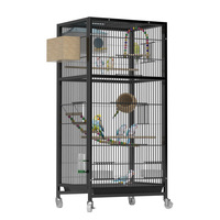 Cage à oiseaux en acier inoxydable à tube carré épaissi, directement de l'usine, pour calopsites, perruches, mynas, taille L, grande cage d'élevage