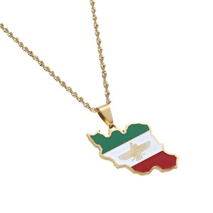Bandiera della mappa Iran collana pendente a goccia d'olio per uomini e donne <span class=keywords><strong>di</strong></span> moda collana a maglie in acciaio inossidabile - Product Image 4